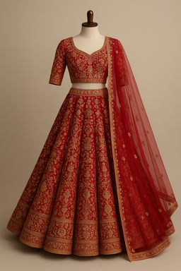 Elegant red bridal dress