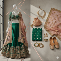 Elegant Green bridal dress