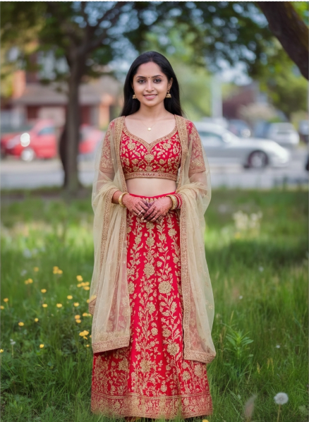 Burgundy Designer bridal dress - Image 2